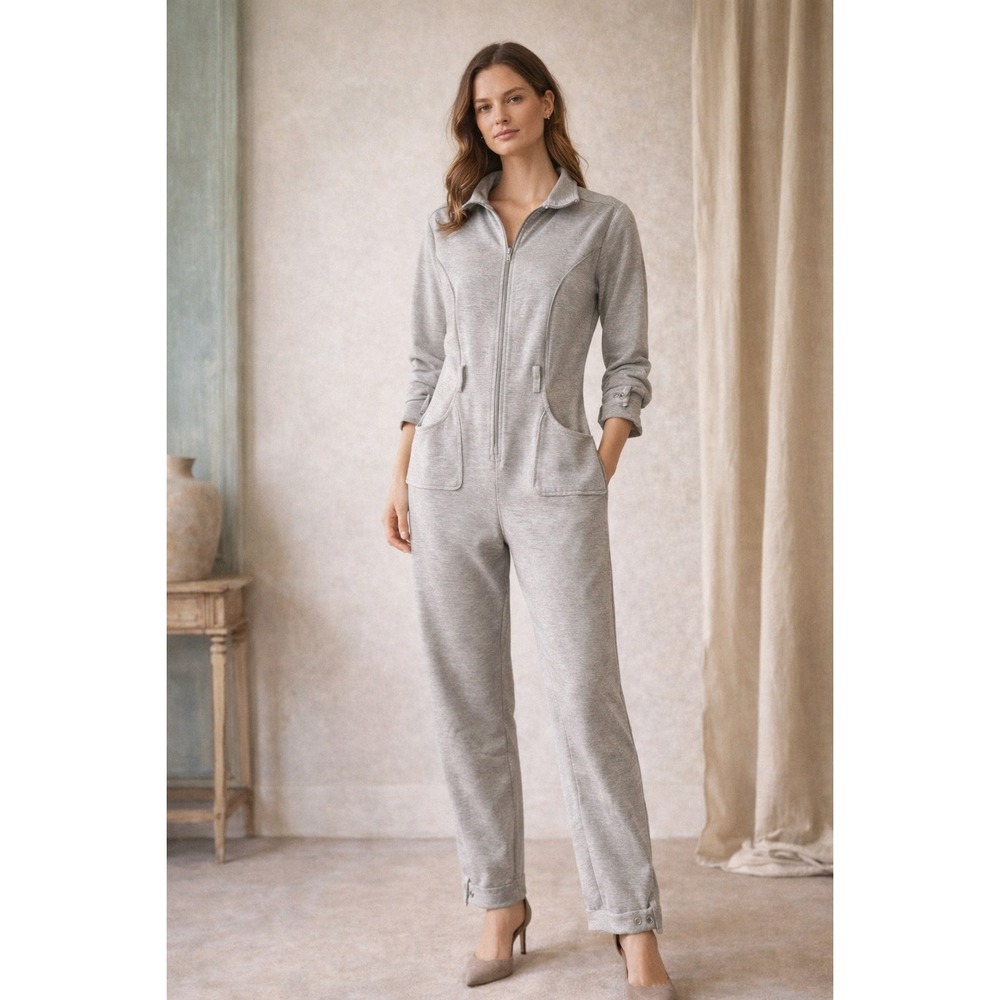 Shane Justin Runway Jumpsuit‎ Women 3XL Gray Long Sleeve Stretch Comfort Staple
